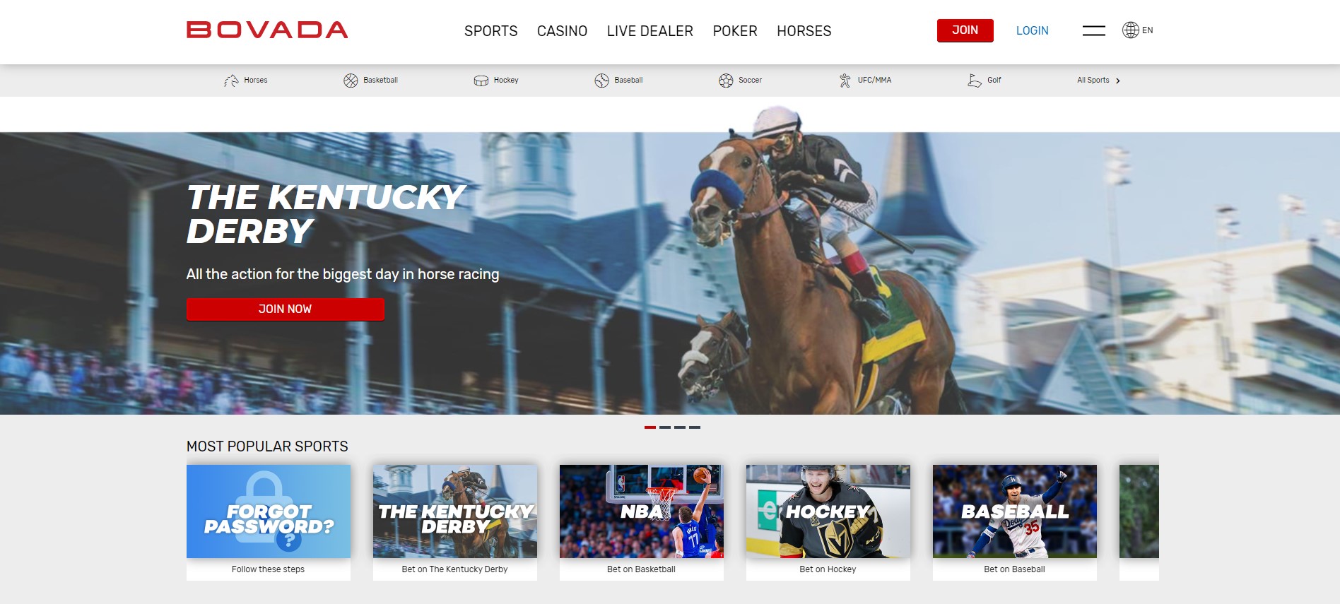 Bovada Sports Betting Homepage